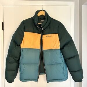 Cotopaxi color block green puffer